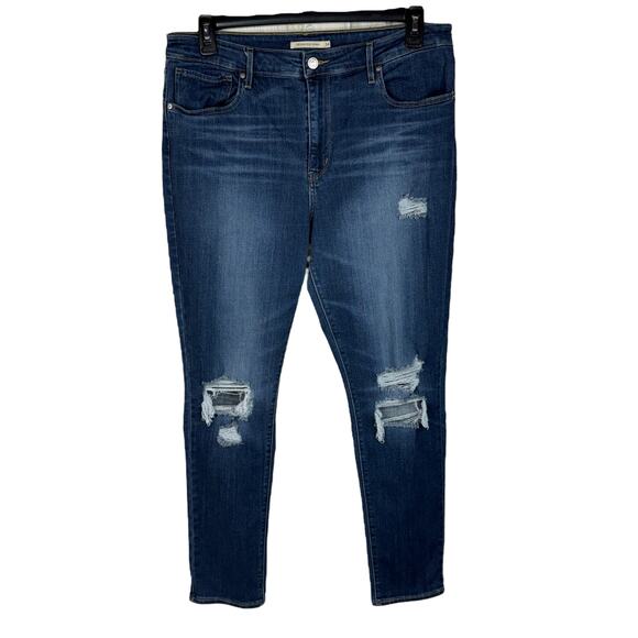Levi’s 721 Womens SZ 34 Hi-Rise Skinny Jeans Distressed Rips Stretch Zip-Fly - Picture 1 of 12
